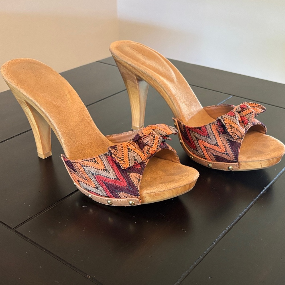 Elegant Multicolor Zigzag Women's Heels